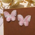Detalle de parche de mariposa bordado de encaje doble capa, accesorio moda ropa rosa DIY. - Rosa Blanco