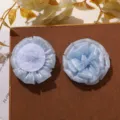 Fiore in tessuto mesh azzurro accessorio capelli DIY floreale multistrato abbigliamento - Blu