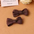 Brown fabric bow hair clips DIY handmade hair accessories cute sweet hairpins for women - S / Brown