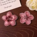Retro gradient embroidered five-petal flower patch DIY craft apparel clothing accessory - Dark Red