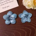 Blue gradient five-petal flower embroidery patch DIY hand-sewing clothing accessory 2pcs - Blue
