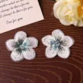 White gradient five-petal flower embroidery patch DIY clothing accessories sewing applique. - Beige