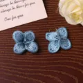 Blue gradient five-petal flower embroidery patch detail, close-up DIY accessory view. - Blue Small