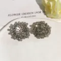 Grey crystal bead flower cluster DIY craft accessory, sparkling rhinestone patch for shoes. - Flower / 2.6x2.4cm