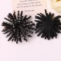 Black rhinestone firework flower patches DIY handmade apparel accessories shoe decor - Large Firework Flower / Black-Brown, Large (1 Piece)
