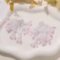 Handmade beaded flower tassel DIY earrings patches sweet spring summer clothing accessories - Pink