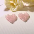 Korean style pink beaded heart DIY charm, perfect for handmade earrings, hair clips and accessories. - Bright Pink, 1 Piece