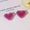 Amuletos de corazón de cuentas rosa accesorios DIY para pendientes y bonitos broches. - Rojo Púrpura