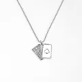 Stainless steel royal flush playing card necklace, silver pendant for men street style variant. - One Size / Silver