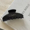 Pince à cheveux noire texture tissée accessoire élégant pour coiffure quotidienne - Grande Pince à Cheveux en Forme d'Éventail