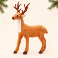 Realistisch kunstmatig kerstrendier ornament met bont voor feestelijke decoratie in huis - Enkel Hert / 15cm