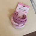 Pink elastic hair ties set with gradient candy colors on a cute plaid card display. - 4 Piece Set / Pink Series