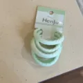 Light green hair ties scrunchies set sweet style elastic hair bands for women daily use - Pack of 6 / Green Series
