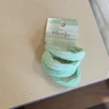 Light green elastic hair ties set for women, sweet scrunchies with card packaging detail. - 4 Piece Set / Green Series
