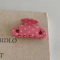 Pink polka dot hair claw clip with crystal strawberry design for women and girls styling. - Pink Grape Hair Claw / M