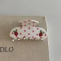 Sweet pink polka dot hair claw clip with crystal strawberry details for cute hairstyles. - White Grape Hair Claw / M