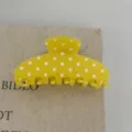 Yellow polka dot hair claw clip detail shot, cute resin hair accessory for daily styling. - Yellow Polka Dot Large Hair Claw