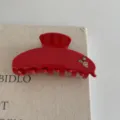 Korean style red resin hair claw clip with rhinestones, large hair catcher for women daily. - Red Rhinestone Large Hair Claw