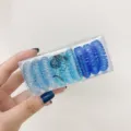Gradient blue telephone wire hair ties set, stylish spiral hair band for women and girls. - Blue Gradient