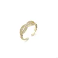 Bague ouverte noeud zircon doree pour femme, accessoire de bijouterie tendance et chic. - Style Nœud Papillon Doux Micro Pierres Pavé (J0614)
