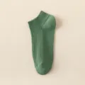 Calzini corti a costine verde scuro da uomo, fantasmini di cotone traspirante estivi. - Taglia unica / Verde