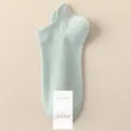 Calzini corti in cotone verde chiaro, calze basse traspiranti casual estive da donna - Taglia unica / Verde chiaro