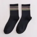 Calze da uomo al polacco in cotone con polsino a righe, traspiranti e comode per l'uso quotidiano. - Taglia unica / Nero