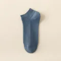 Men's breathable short cotton low-cut socks in solid blue, comfortable daily wear variant. - One Size / Blue