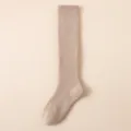 Men's warm thermal long knit socks, cozy thickened winter calf socks in solid oatmeal color. - One Size / Khaki