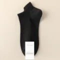 Black cotton ankle socks for women, breathable low-cut boat socks for spring and summer wear. - One Size / Black