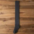 Women's Over-The-Knee Winter Thickened Loop Knit Socks in Dark Grey, Warm Long Cotton Hosiery - One Size / Dark Gray