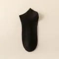Men's black cotton short boat socks, breathable thin ankle socks for summer casual wear. - One Size / Black