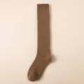 Men Brown Thickened Long Warm Socks Winter Thermal Boot Socks Cozy Plain Casual Cotton Sock - One Size / Camel