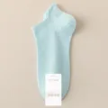 Light blue cotton short socks low cut breathable comfortable womens boat socks basic style - One Size / Aqua