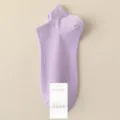 Women purple short ankle socks, breathable low cut boat socks, summer cotton casual hosiery. - One Size / Purple