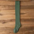 Dark green over-the-knee fleece winter long socks, warm thermal hosiery for women. - One Size / Dark Green