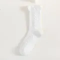 Calzini bianchi JK con volant dolci, graziose calze Lolita in morbido cotone donna. - Taglia unica / Calze Metà Polpaccio Volant Treccia (No.3) / Bianco