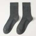 Dark grey men's solid mid-calf socks variant, breathable casual cotton design for daily wear. - One Size / Dark Gray