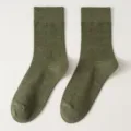 Herren Einfarbig Olivgrün Wadenlange Socken Atmungsaktiv Baumwolle Variante - Einheitsgröße / Dunkelgrün