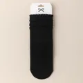 Calze nere da donna con bordo volant e righe verticali, comodi calzini in cotone stile JK. - Taglia unica / Nero