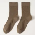 Braune Herren Wadenlange Socken Einfarbig Baumwolle Strick Atmungsaktiv Alltag Variante - Einheitsgröße / Dunkelbraun