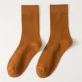 Herren einfarbige braune Waden Socken atmungsaktive Baumwolle Variante Alltag Komfort Strumpf - Einheitsgröße / Orange