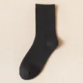 Calze nere da uomo in cotone, calzini a coste tinta unita traspiranti per primavera ed estate. - Taglia unica / Nero