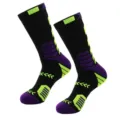 Men athletic basketball crew socks with cushioned sole and non-slip sports design. - One Size / 3-Black + Green