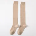 Calze Alte Monocromatiche Khaki Donna Cotone Lunghe Gambaletti Casual Stile JK Moda - Taglia unica / Kaki