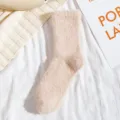 Soft fluffy winter socks for women, thickened plush warm cozy mid-tube floor sleep socks. - One Size / Khaki