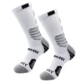 Men's athletic basketball socks with cushioned towel bottom, breathable mid-tube design. - One Size / 5-White + Black