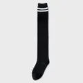 Calze alte nere sopra il ginocchio con righe bianche, stile uniforme scolastico giapponese. - Taglia unica / Over-the-Knee Socks / Nero