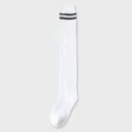 Calze sopra il ginocchio bianche con righe nere, calzettoni alti in cotone stile giapponese. - Taglia unica / Over-the-Knee Socks / Bianco