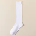 Calze lunghe bianche tinta unita da donna gambaletti in cotone casual giornalieri. - Taglia unica / Bianco